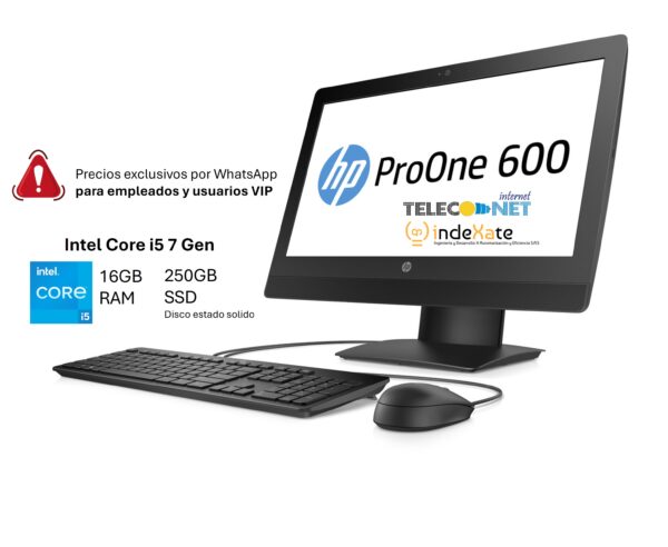 HP Pro One 600 G3 Core i5 7 Gen, El de mayor potencia en esta tienda! Potencia y Elegancia en un All-in-One 🚀